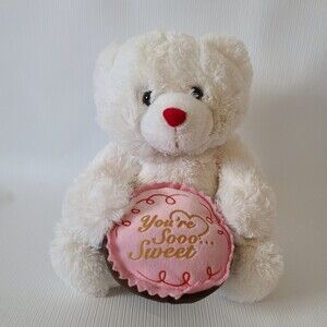 Vintage Dan Dee Plush Valentines Day Bear Holding Cookie "You're So Sweet"